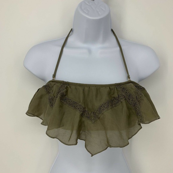 Victoria's Secret Other - Victorias Secret S Green Ruffle Bandeau Bikini Top